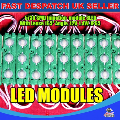 20 X 3 LED Green 5730 SMD Injection Module With Lense IP65 LED Strip Light