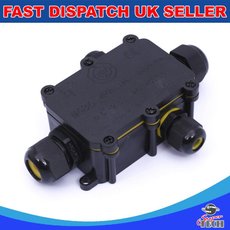 4 Way IP68 Outdoor Waterproof Junction Box Black 24A 450VAC T60 Enclosure Case Box Shell
