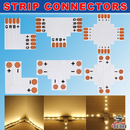 8mm 2 pins L shape corner connector for IP20 Single led strip