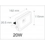 20W Ultra Slim 20mm Led Flood, Spot light Waterproof Aluminum Cool white Garden/Garage