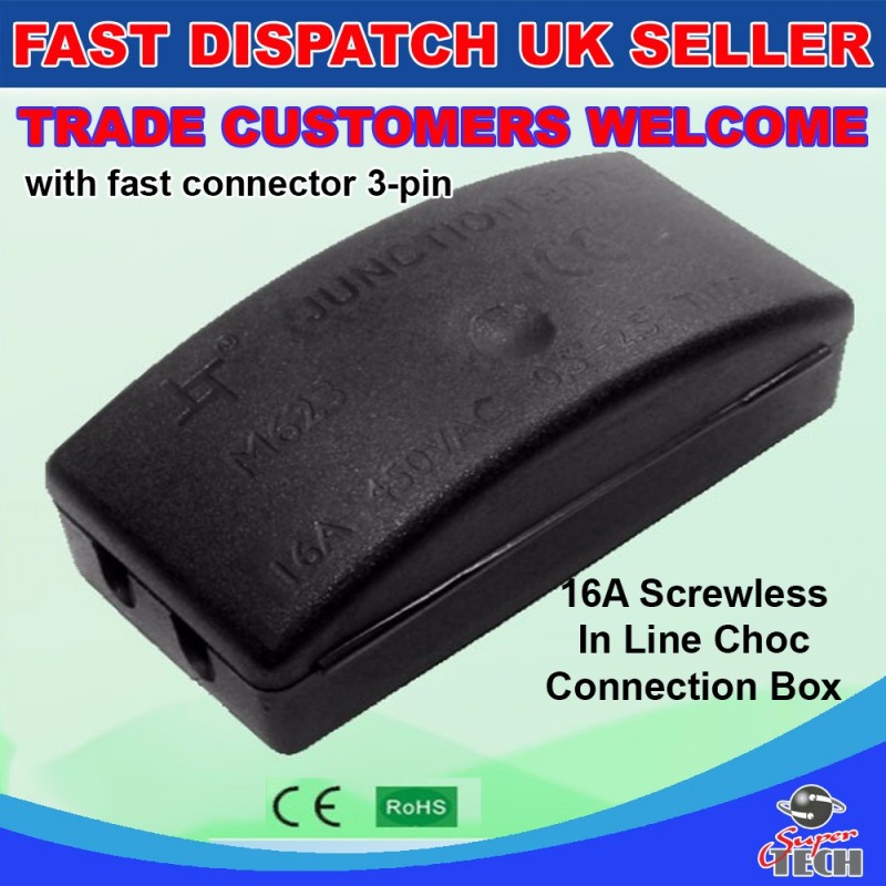 3 POLE ELECTRICAL JUNCTION BOX 2A-24A/240V TERMINAL BLOCK INLINE WIRE ...