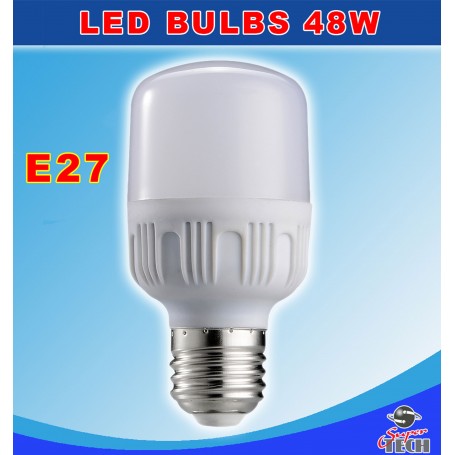 48W E27 Normal Bulb 6000K AC165-265V, PBT+Aluminum 90Lm/W