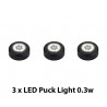 3 x Led Puck Light 0.3W each 4.5V 60 Angle 36LM 6pcs