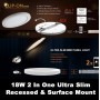 18w Round 2 in 1 Super Slim 13mm Surface Mount & Recessed LED Ceiling Panels