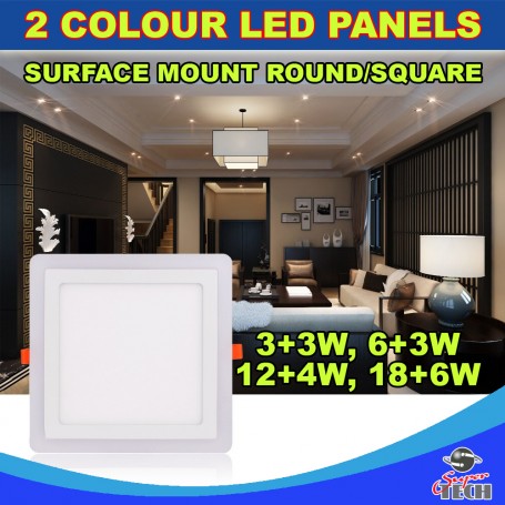 6W 3 Mode Dual Colour Square Surface Mount Ceiling Slim Led Panel
