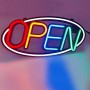 LED NEON SILICONE OPEN SIGN Oval Shape Board Shop Sign With Remote hanging kit