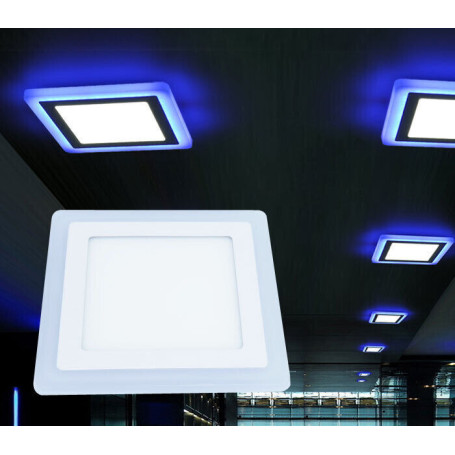 24W 3 Mode Dual Colour Square Recessed Slim Led Ceiling Panel White Blue