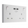 13A 2-Gang SP Switched Socket & USB Charger Outboard Rocker White
